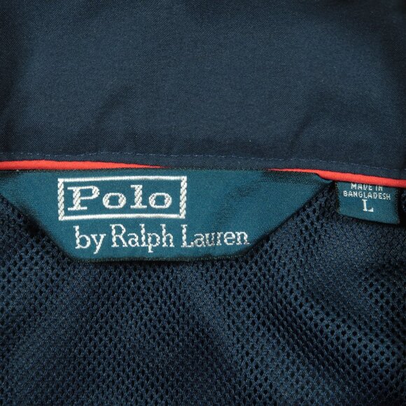 Vintage Polo Ralph Lauren Windbreaker Mens L Blue 1/4 Zip Shell Mesh Lined - Picture 5 of 6